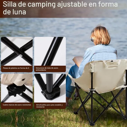 Vista 6 de SHANQUAN Paquete de 2 sillas plegables de campamento, silla de campamento compacta, silla de camping portátil y ligera para césped al aire libre