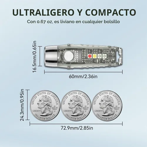 Vista 9 de S12Plus Linterna de Llavero, Linterna de Bolsillo EDC de 610 Lúmenes Altos, Mini Linterna LED Recargable USB C, Linterna Pequeña, para Acampar