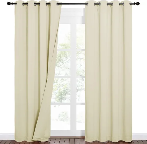 Vista 2 de NICETOWN - Cortinas divisoras con barrera de sonido 100% opacas de 84 pulgadas, cortinas con bloqueo de ruido, calor y frío con forro de tela
