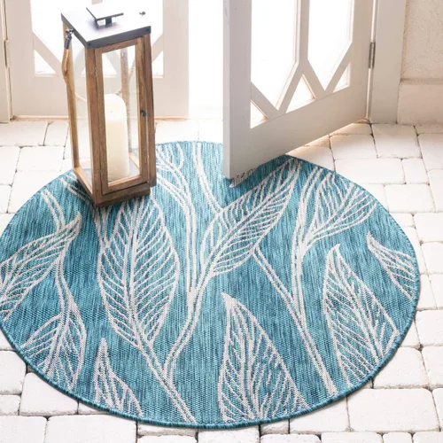 Vista 14 de Unique Loom Outdoor Botanical Collection Alfombra de área - Hoja (1.6 m x 2.4 m Rectangular, Carbón Marfil)