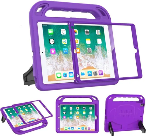 Vista 12 de BMOUO Funda para niños para iPad 9.7 2018/2017/iPad Air 2/1/Pro 9.7 - Protector de pantalla integrado con mango a prueba de golpes, funda