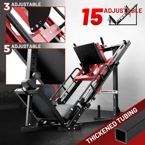 Vista 6 de RitFit Máquina de sentadillas para prensa de piernas, máquina profesional de prensa de piernas ajustable para gimnasio en casa con rodamiento