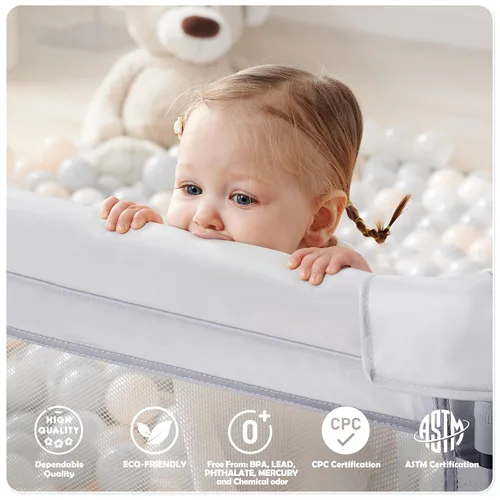 Vista 6 de Sweeby Corralito para bebés, 47 x 47 pulgadas, corralitos plegables para bebés y niños pequeños, corralito extra grande con puerta de juego