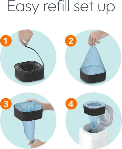 Vista 8 de Diaper Genie Recambio cuadrado jumbo, con película continua, puede contener hasta 810 pañales de tamaño recién nacido por repuesto.