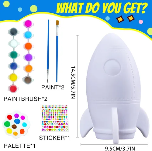 Vista 2 de HAPMARS Kit de lámpara de cohete para pintar tu propio cohete, suministros de arte de luz nocturna, kit de manualidades creativas, juguetes