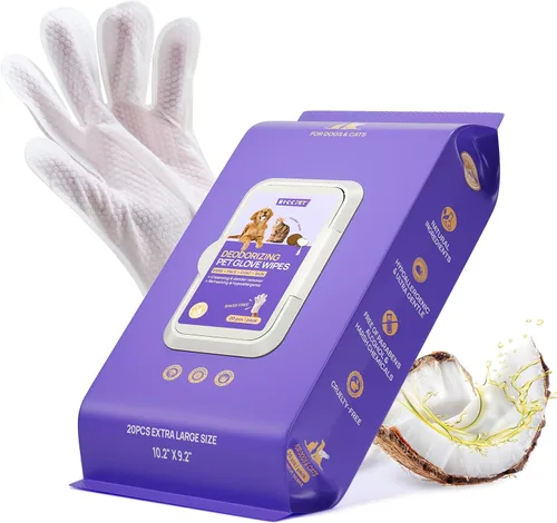 Vista 9 de HICC PET Toallitas desodorizantes de limpieza para perros y gatos, hipoalergénicas, hidratantes y nutritivas para guantes de aseo de mascotas
