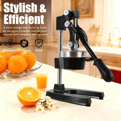 Vista 6 de Exprimidor manual de cítricos de hierro fundido, exprimidor de limón naranja resistente, prensa comercial de cítricos extragrande, fácil de limpiar