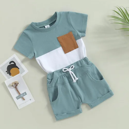 Vista 5 de Engofs Conjunto de 2 piezas de camiseta de manga corta y pantalones cortos para bebé niño