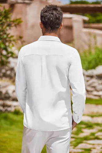 Vista 43 de COOFANDY Camisa Oxford de manga larga con botones para hombre, camisas de vestir de ajuste regular