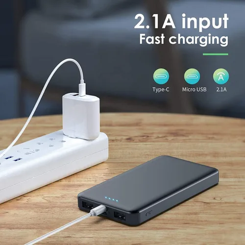 Vista 5 de [Paquete de 2] Cargador portátil de 10000 mAh, cargador de teléfono portátil de entrada y salida USB C más delgado, cargador de teléfono portátil