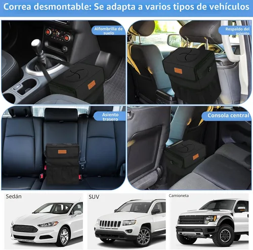 Vista 6 de ELONGRIVER - Basurero para asiento trasero o delantero de automóvil, a prueba de fugas, bonita bolsa de basura para vehículos utilitarios