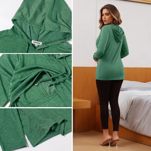 Vista 140 de GINKANA Sudadera con capucha para mujer, manga larga, lactancia materna, ropa casual