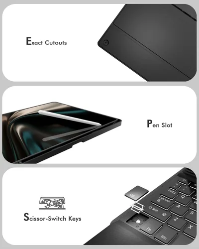 Vista 4 de Doohoeek Funda de teclado para Samsung Galaxy Tab A11+ Plus de 11 pulgadas 2025 y A9+ Plus 2023, teclado Bluetooth con trackpad y funda de sarga