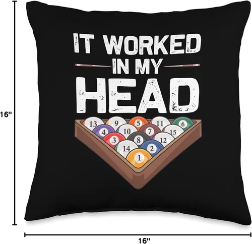 Vista 4 de 8 Ball Pool Gift Billiards Accessories & Stuff Divertido diseño de billar para hombres y mujeres, cojín deportivo para jugadores de piscina, 16 x 16