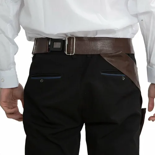 Vista 6 de Xcoser Cinturón Han Solo para adulto, disfraz de cosplay, funda de poliuretano, accesorios ajustables, Marrón