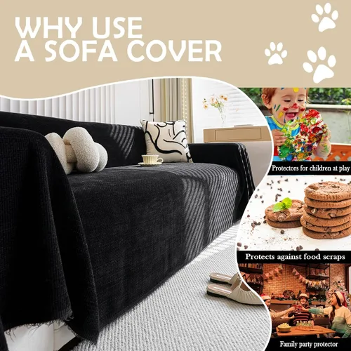 Vista 4 de HANDONTIME Funda de sofá para sofá de corduroy Funda de sofá para niños Funda de sofá jacquard para biplaza Fundas de sofá seccional Funda de sofá