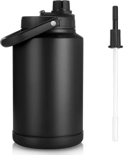 Vista 11 de Sursip Jarra de agua aislada de 1 galón, botella de agua grande de acero 128oz verde militar