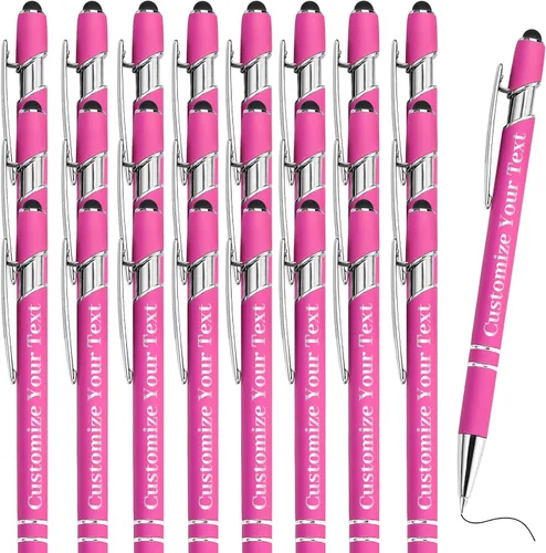 Vista 23 de Hasta 500 bolígrafos personalizados a granel con lápiz capacitivo, grabado, juego de bolígrafos con tu nombre, texto para mujeres de negocios