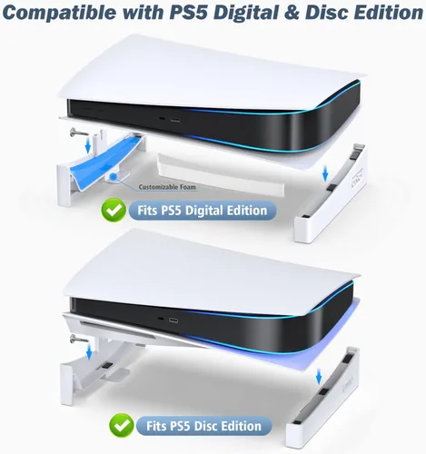 Vista 2 de OIVO Soporte horizontal para PS5, soporte base de accesorios para PS5 compatible con disco de consola Playstation 5 y ediciones digitales, soporte