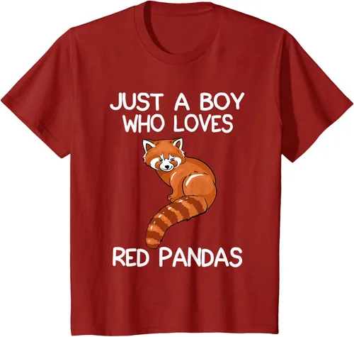 Vista 44 de Just A Boy Who Loves Red Pandas Gift - Camiseta con diseño de panda roja, Negro, S