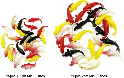 Vista 7 de 50 figuras diminutas de peces Koi para casa de muñecas en miniatura Mini cosas para manualidades, jardín de hadas, decoración de micro paisajes