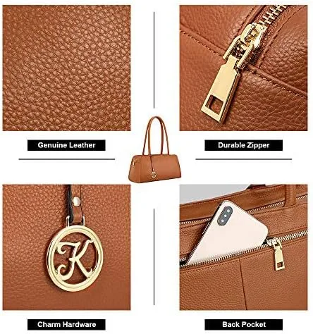 Vista 4 de Kattee Monederos y bolsos de cuero para mujer, pequeño asa superior, bolso de hombro