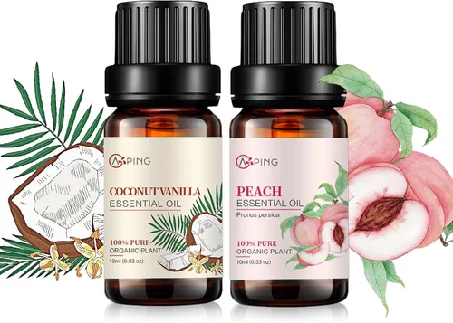 Vista 17 de Aceites esenciales de manzana y cereza, aceites vegetales naturales 100% puros y orgánicos para difusor, aroma, spa, masaje, yoga, perfume, 2 x 0.3