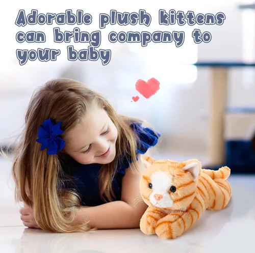 Vista 6 de 3 piezas de peluche de gato de 9 pulgadas, regalo para baby shower, regalos de fiesta, lindos juguetes de peluche para gatos pequeños, suministros