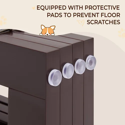 Vista 8 de Yaheetech Puerta independiente para mascotas de 24 pulgadas de alto para perros, puertas de madera para perros, para pasillo, puerta, valla plegable