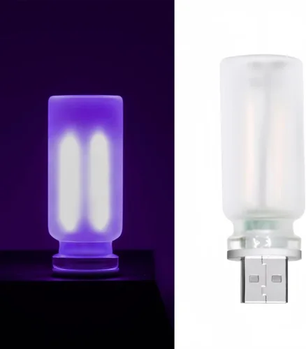 Vista 21 de Luz nocturna USB innovadora: nueva luz de ambiente táctil para cama y coche, botella de vidrio de cerámica LED – Perfecta para decoración mini Azul