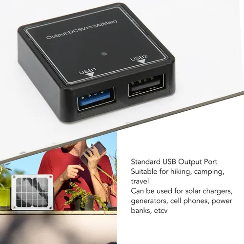 Vista 3 de Kit de panel solar, cargador de energía monocristalino de 20 vatios y 5 voltios, panel solar portátil USB, ahorro de energía, para estación