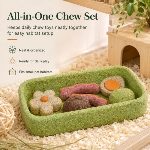 Vista 6 de Hamster Chew Toys, Edible Guinea Pig Toys 3-in-1 Set, 7 Pieces