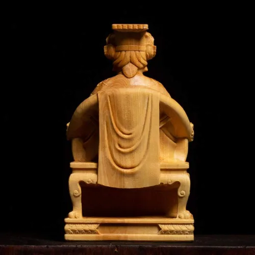 Vista 4 de Abstracción Escultura Mazu Estatuas Mar Dios Buddha Tallas Madera Sólida Decoración para el Hogar