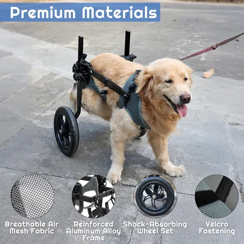 Vista 4 de Snugrance Silla de ruedas grande para perros para patas traseras, carrito de soporte ajustable para silla de ruedas con arnés de malla de aire
