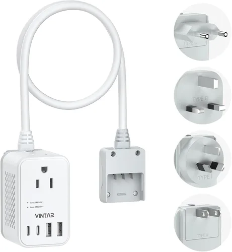 Vista 8 de VINTAR - Convertidor de voltaje de 220 V a 110 V de EE. UU. a Europa, adaptador de convertidor de corriente desmontable de 2000 W con enchufes tipo