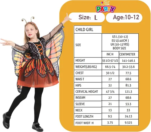 Vista 5 de JUST FOR PARTY Girl Monarch Butterfly Wing Cape, Adult Butterfly Cape Dress for Halloween, Toddler