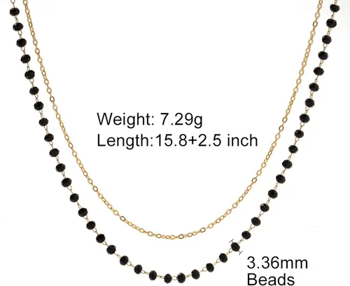 Vista 6 de CANDYFANCY Collar delicado para mujer, chapado en oro de 18 quilates, collar en capas de acero inoxidable con cuentas de circonita cúbica