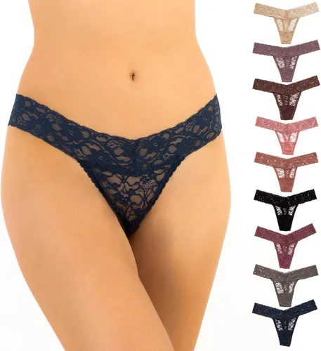 Vista 4 de Alyce Ives Intimates Tanga de encaje para mujer, paquete de 10