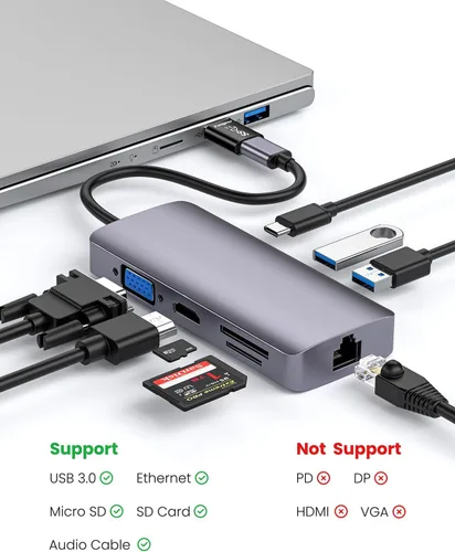 Vista 4 de Fasgear Adaptadores USB a USB C, paquete de 2 unidades de sincronización de datos de 10 Gbps de doble cara y carga rápida de 3 A, convertidor USB
