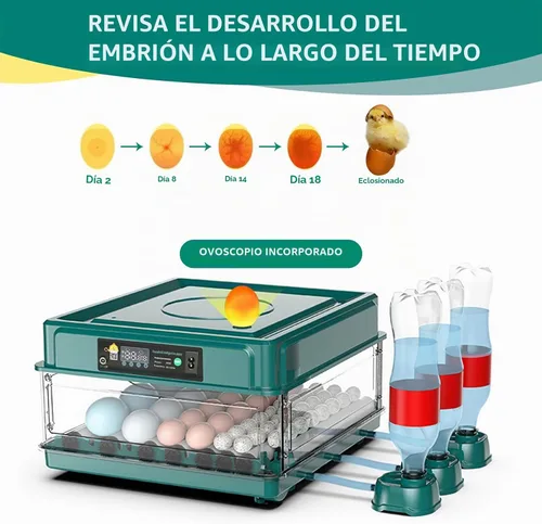 Vista 4 de Incubadora inteligente de aves de corral, 38 huevos, girador automático y control de temperatura para incubar huevos de pollo, codorniz, ave y pato
