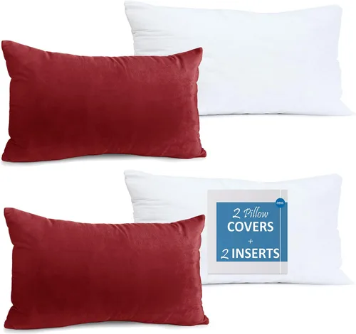 Vista 64 de Nestl Juego de 2 rellenos de almohada con terciopelo suave y sólido, juego de fundas de almohada cuadradas decorativas para sofá, automóvil Azul