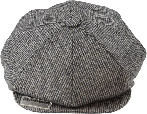 Vista 5 de Mens 8 Panel Razor Baker Boy Sombrero Lana Tweed Shelby Newsboy Gorra Plana Gris