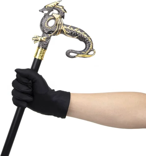 Vista 5 de Bastón de lujo dorado negro de lujo para caminar bastón decorativo de moda caballero elegante cosplay bastón perilla Crosier 36.6 in