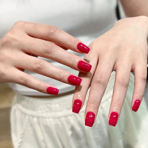 Vista 7 de Tiras de uñas de gel rojo burdeos color sólido pegatinas de gel de uñas 20 envolturas de manicura extra largas