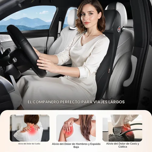 Vista 2 de Coverado Cojín para asiento de automóvil y almohada de apoyo lumbar, almohada ergonómica integrada de espuma viscoelástica para el cuello, cojín