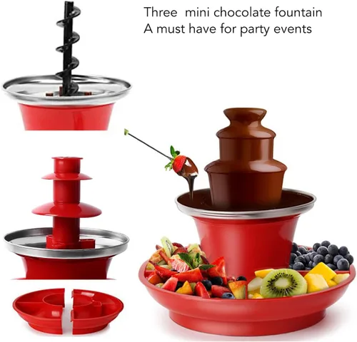 Vista 6 de Zunate Fuente de fondue de chocolate de 3 niveles, máquina calentadora eléctrica de chocolate inoxidable, fuente de chocolate profesional y fuente