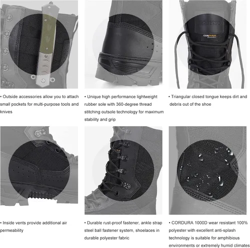 Vista 4 de SAILOFO Botas militares para hombre, botas tácticas ligeras, botas de caza de selva para senderismo