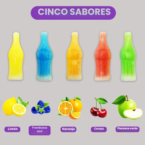 Vista 4 de Dulces de Botellas de Cera con Bebidas, Bolsa de 1/2 (media) Libra - Botellas de Dulce de Cera Retro, Rellenas de Líquido - Dulce Nip de Jugo