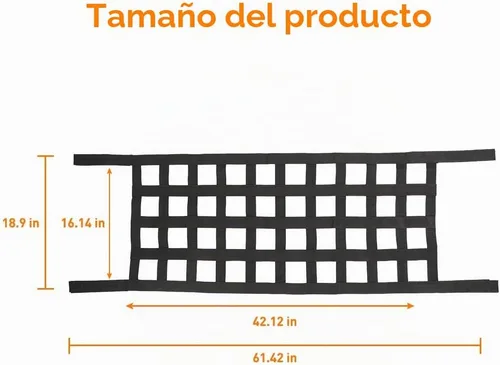 Vista 4 de Savadicar Red de malla para carga, hamaca de red para techo, para Jeep Wrangler YJ TJ JK JL & Gladiator JT 1987-2024, Negro