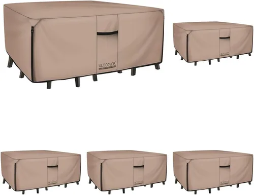 Vista 11 de ULTCOVER Funda cuadrada de lona resistente 600D para mesa y silla de patio, resistente al agua, para muebles de uso general, 54 pulgadas, color negro